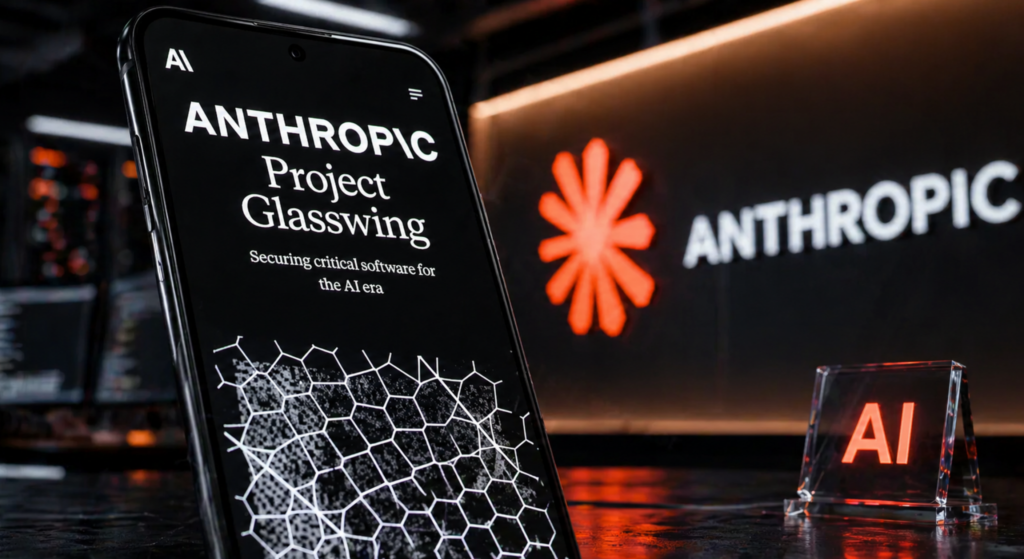 anthropic ai claude mythos cybersecurity concept smartphone ai security system visualization