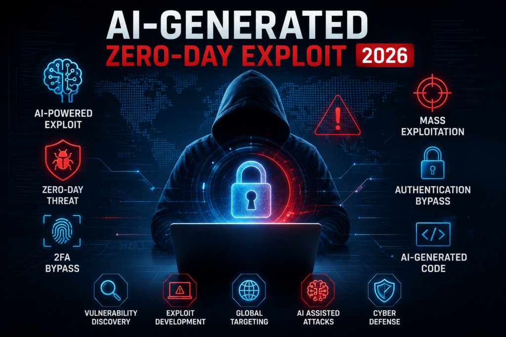 Google AI-Generated Zero-Day Exploit showing AI-powered cyber attack
