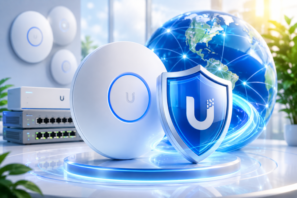 Ubiquiti UniFi OS Vulnerability Actively Exploited, CISA Warns Ubiquiti UniFi OS vulnerability security illustration showing network device protection after CISA warning