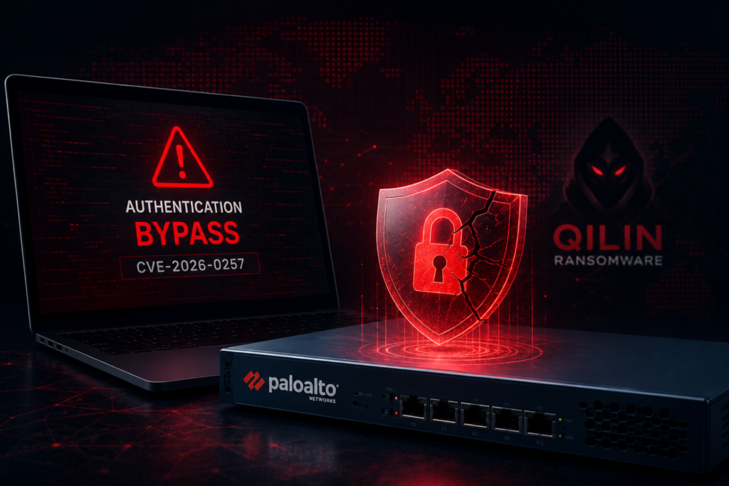 Qilin Ransomware PAN-OS Exploit: VPN Flaw Under Attack Illustration showing the Qilin Ransomware PAN-OS Exploit targeting Palo Alto Networks SSL VPN devices.
