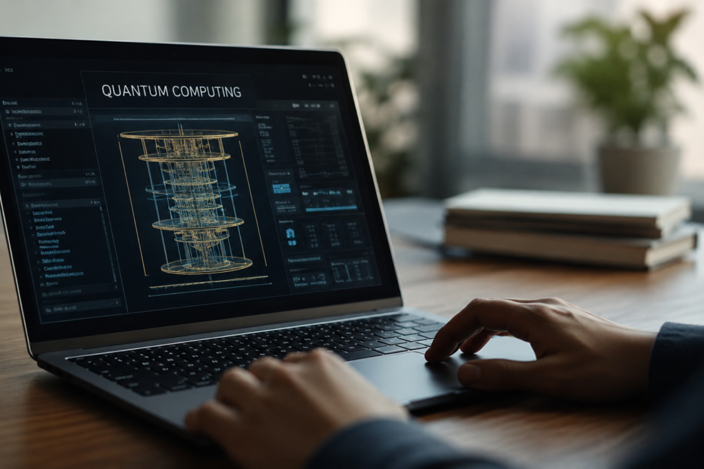 Illustration showing quantum computing threatening traditional encryption during Quantum Computing Encryption Threat.