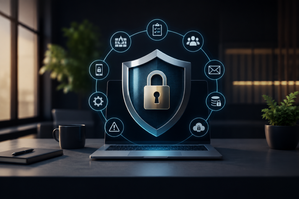 Cybersecurity Checklist for Indian Businesses showing essential security controls for protecting organizations.