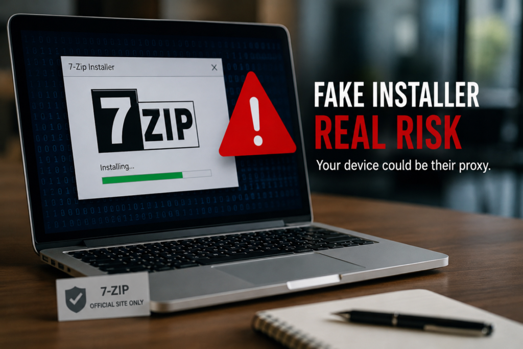 Fake 7-Zip Installers used by the Lurking Lizard malware campaign to build a residential proxy network.