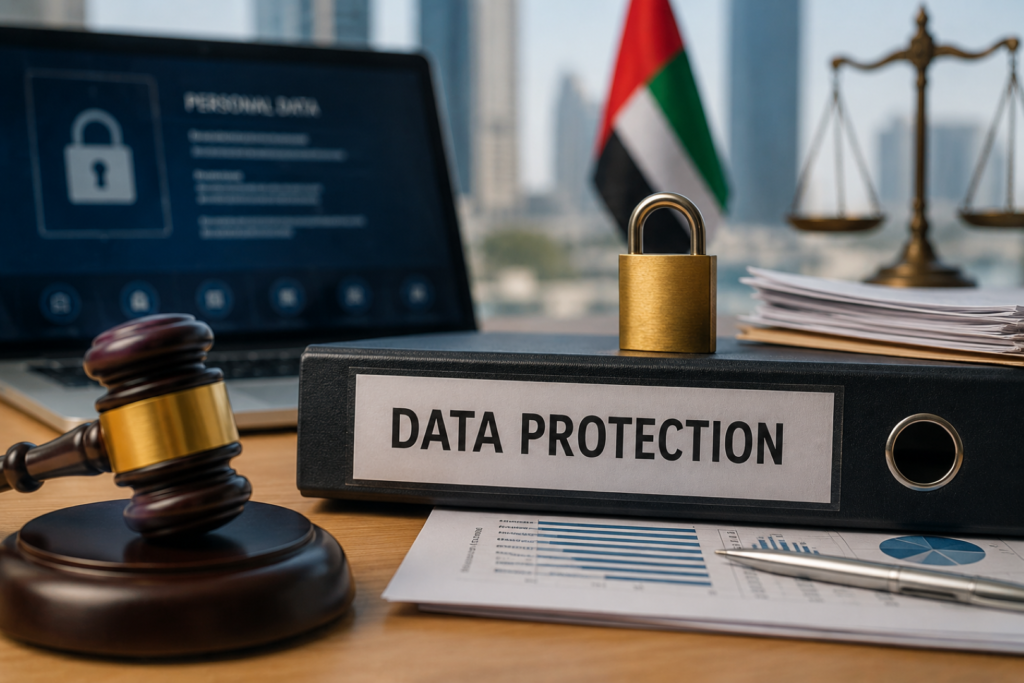 PDPL penalty UAE compliance guide showing privacy regulations, cybersecurity controls, and business data protection.