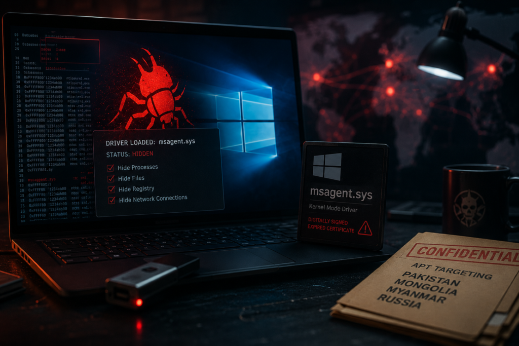 HoneyMyte CoolClient Rootkit attack chain and persistence methods