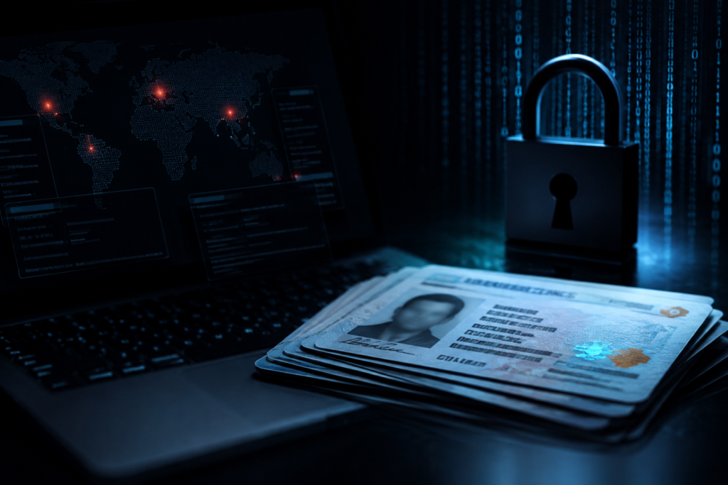 Drivers License Data Breach showing exposed identity documents on the dark web